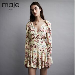 New Maje Sanger silk Jumpsuit floral romper 34